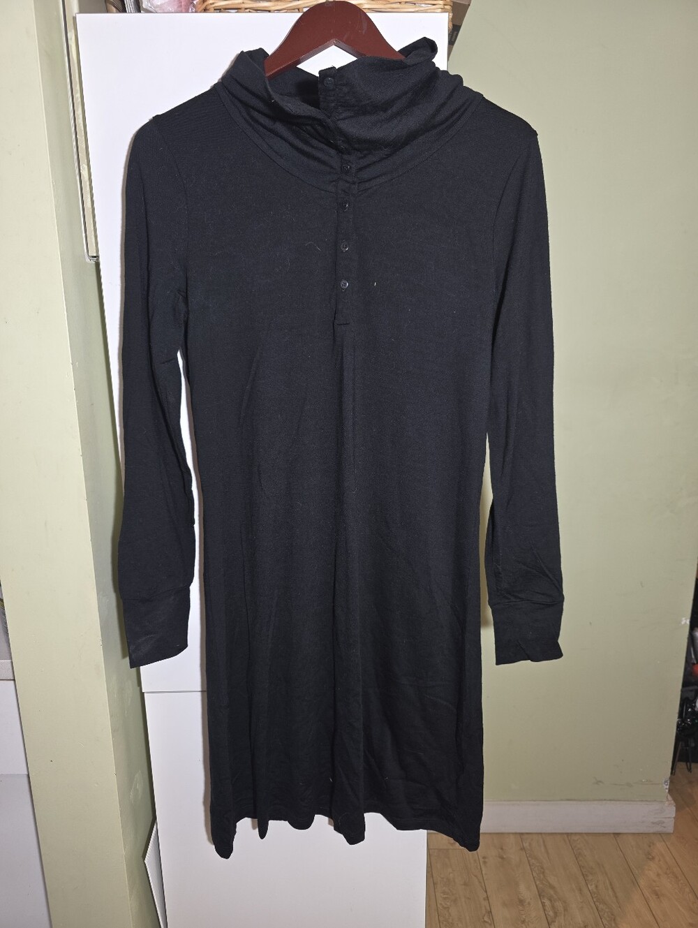 Icebreaker Merino Wool Ariana Sweater Dress Mock Neck Long Sleeve Black Large - Picture 3 of 9